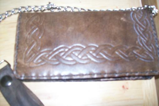 Custom Made Custom Leather Biker Wallet With Full Celtic Knot