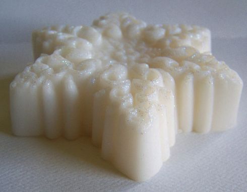 Custom Made Clearance Sale Snowflake Soap With Sparkles, Peppermint Scent, Palm Coconut Oil Soap