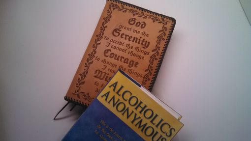 Custom Made Leather Alcoholics Anonymous Big Book Cover With Serenity Prayer