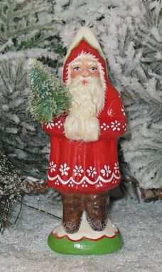 Custom Made Wee Christmas Chalkware Belsnickle Santa From An Antique Chocolate Mold