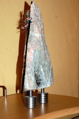 Custom Made Marble Sculpture With Fused Glass Elements - "Pink Flamenco"