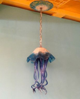 Custom Made Blown Glass Chandelier Jellyfish Light - Art Glass Lighting - Chandelier - Lighting