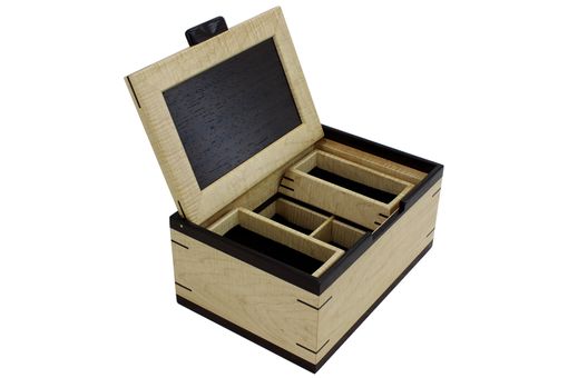 Custom Made Men’S Valet & Watch Box | Solid Figured Maple & Wenge
