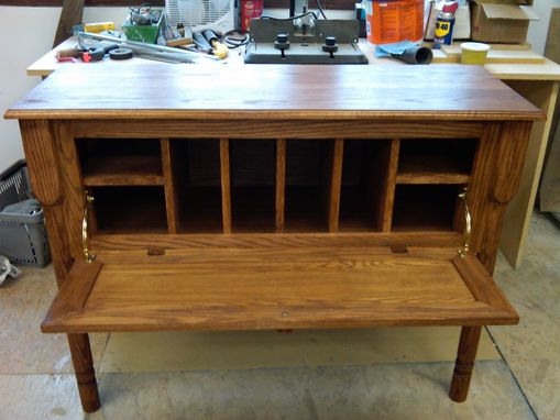 Custom Made Oak Flip Down Desk With Mail Slots