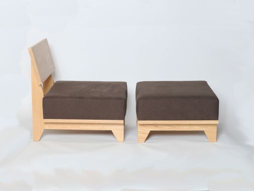 Custom Made Red Oak Lounge Chair And Ottoman