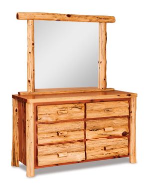 Custom Made American Made Rustic Pine Log Six Drawer Dresser