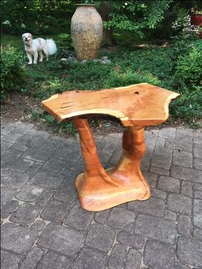 Custom Made Live Edge Sculpted Cherry Side Table. 1013