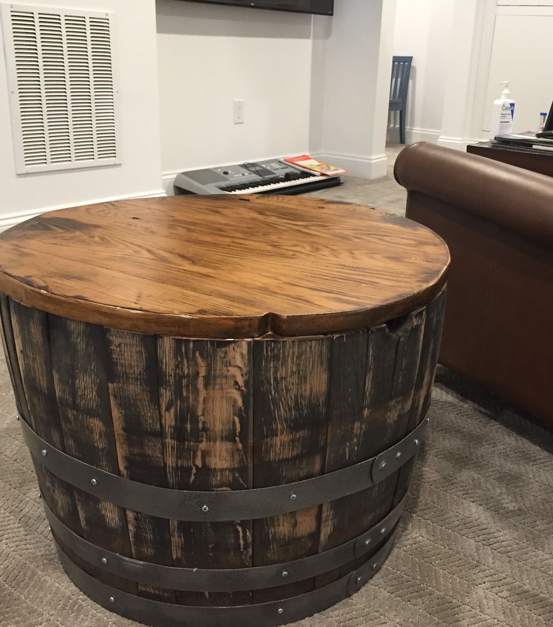 Handmade Wine Barrel End Table by John Gaines Woodworking