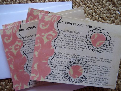 Custom Made Vintage Garden Notecard Set With Pinks