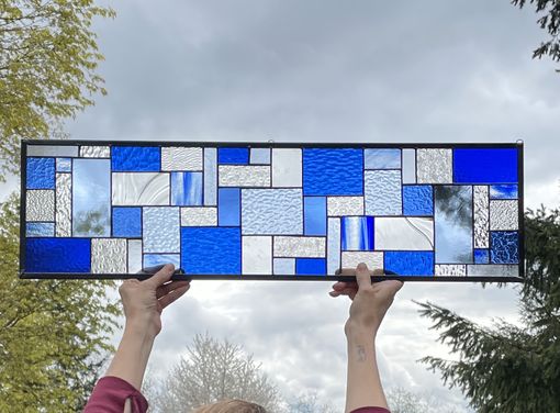 Custom Made Patchwork Stained Glass Panel / Cabinet Insert