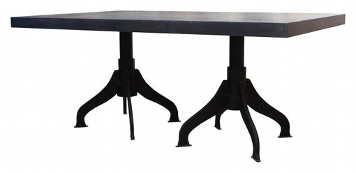 Custom Made Zander, Industrial Metal Double Pedestal Dining Table