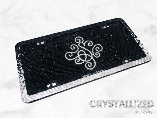Custom Made Personalized Fully Crystallized Vanity Front License Plate Genuine European Crystals Bedazzled
