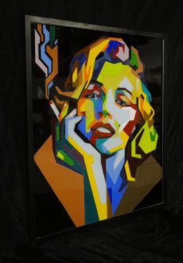 Custom Made Hand-Made Marilyn Monroe Portrait In Stained Glass.