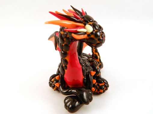 Custom Made Polymer Clay Fire Dragon Sculpture