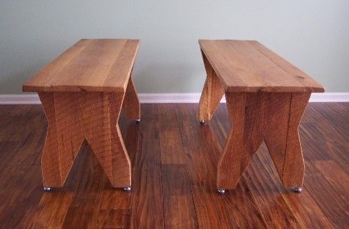 Custom Made Rustic Oak Table And Benches