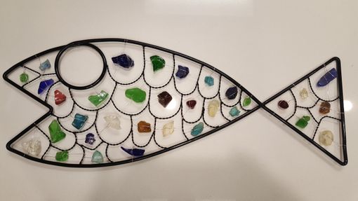 Custom Made Metal Frame Fish With Sea Glass Scales