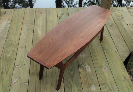 Custom Made Spicoli Danish Surfboard Coffee Table In Walnut