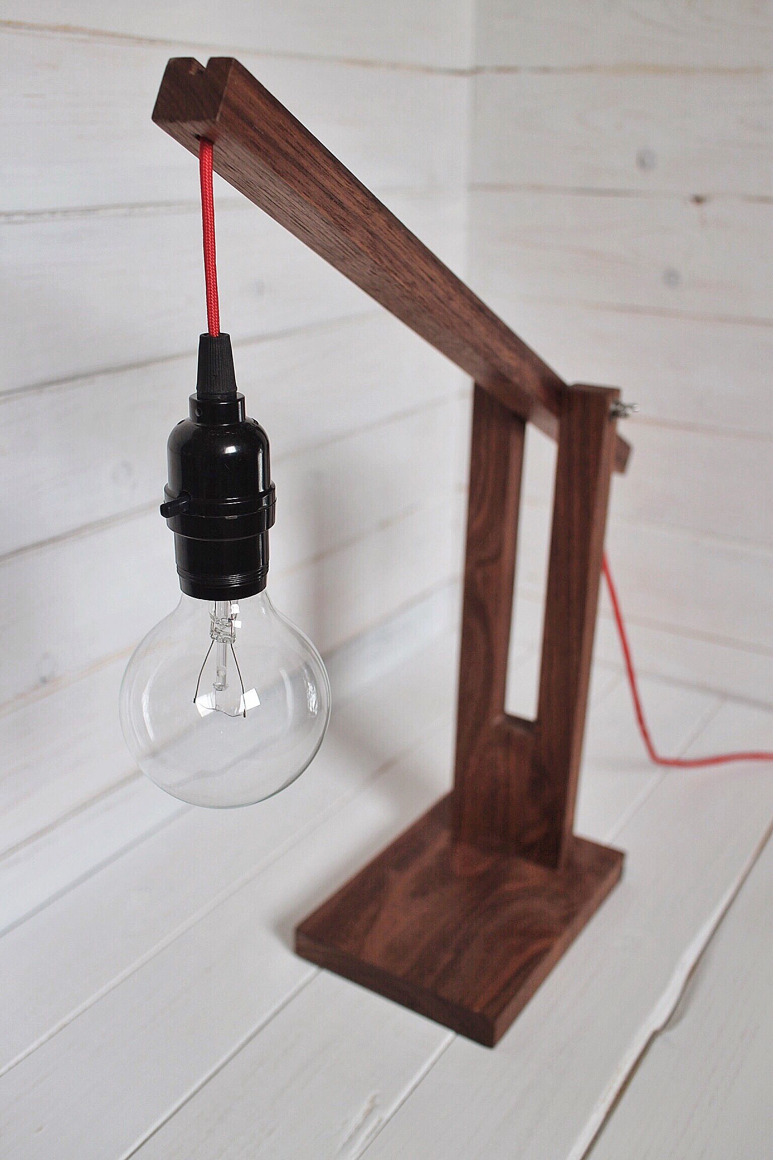 Buy Custom Made Modern Walnut Desk Lamp, made to order from Emory