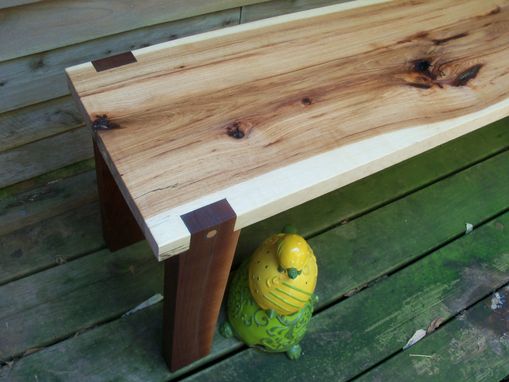 Custom Made Handmade Hickory Slab And Walnut Bench