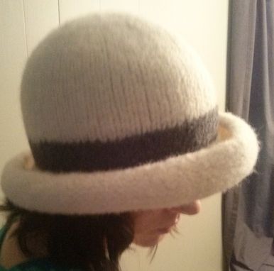 Custom Made Felted Woman's Rolled Brim Hat Designed With Hand Spun Yarn