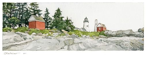 Custom Made Pemaquid Point Lighthouse Original Watercolor