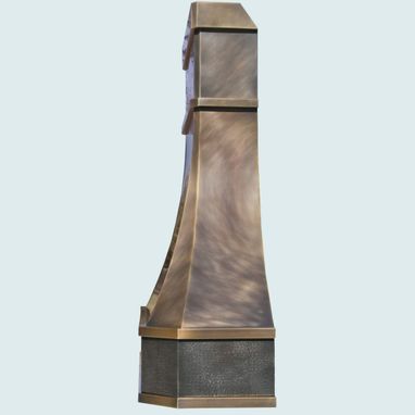 Custom Made Bronze Range Hood With Hammered Band Insert
