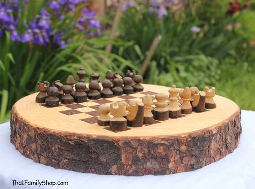 Custom Made Rustic Wood Log Chess Set