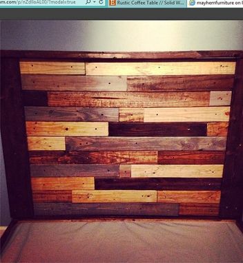 Custom Made Rustic Platform Bed W/ Multicolor Plank Headboard //Rustic Furniture