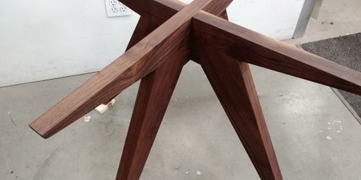 Custom Made Black Walnut Modern Table Base For 48 Inch Marble Tabletop
