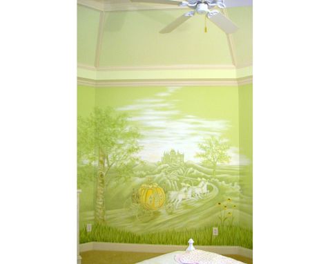 Custom Made Cinderella Girls Room Mural With Wildflowers By Visionary Mural Co.