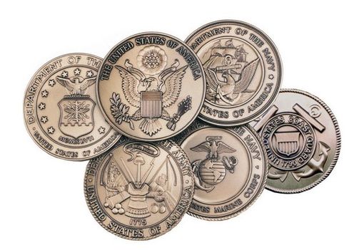 Custom Made Military Service Medallions In Solid Brass