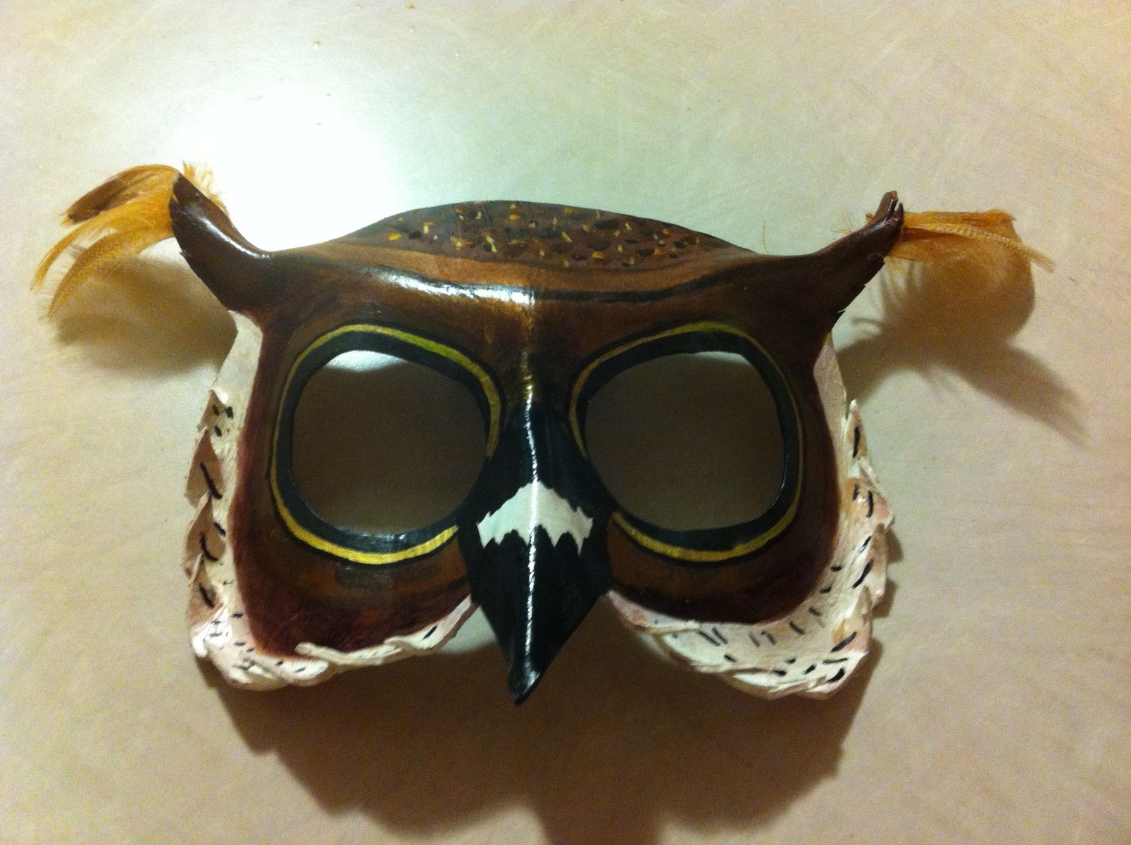 Custom made handmade leather owl masks by winged motivation