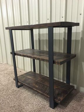 Custom Made Two Shelf Hall Table With Flat Steel Frame