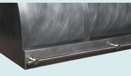 Custom Made Zinc Range Hood With Zinc Straps & Stainless Pot Rail