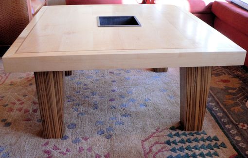 Custom Made Maple Coffee Table With Zebrawood Legs