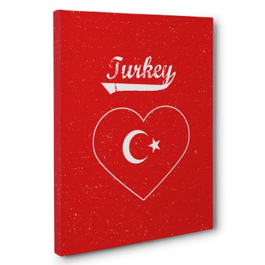Custom Made Retro Turkey Heart Canvas Wall Art