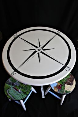Custom Made Custom Painted Dining Room Table With Travel Theme