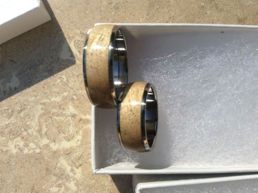 Custom Made Solid Titanium Wood Inlay Rings