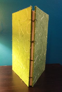 Custom Made Coptic Bound Green Silk Sketchbook