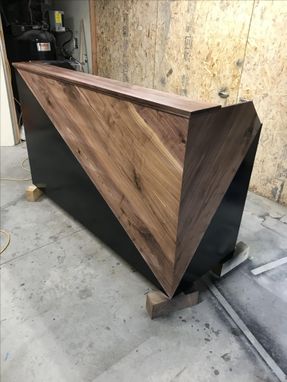 Custom Made Walnut And Semi Gloss Black Reception Desk