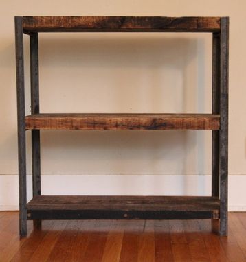 Custom Made Forged Steel Bookshelf Made With Sustainably Reclaimed Wood