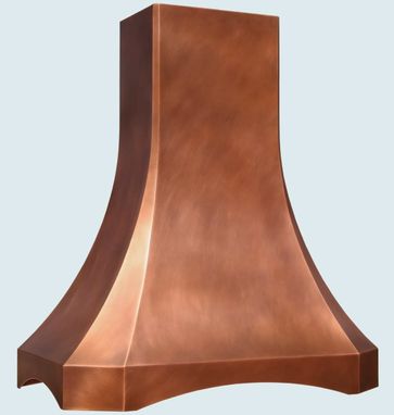 Custom Made Copper Range Hood With Arched Band