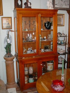Custom Made Louisiana Cypress Wood And Glass Door Display Cabinets
