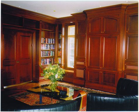 Custom Made Paneled Library & Media Room