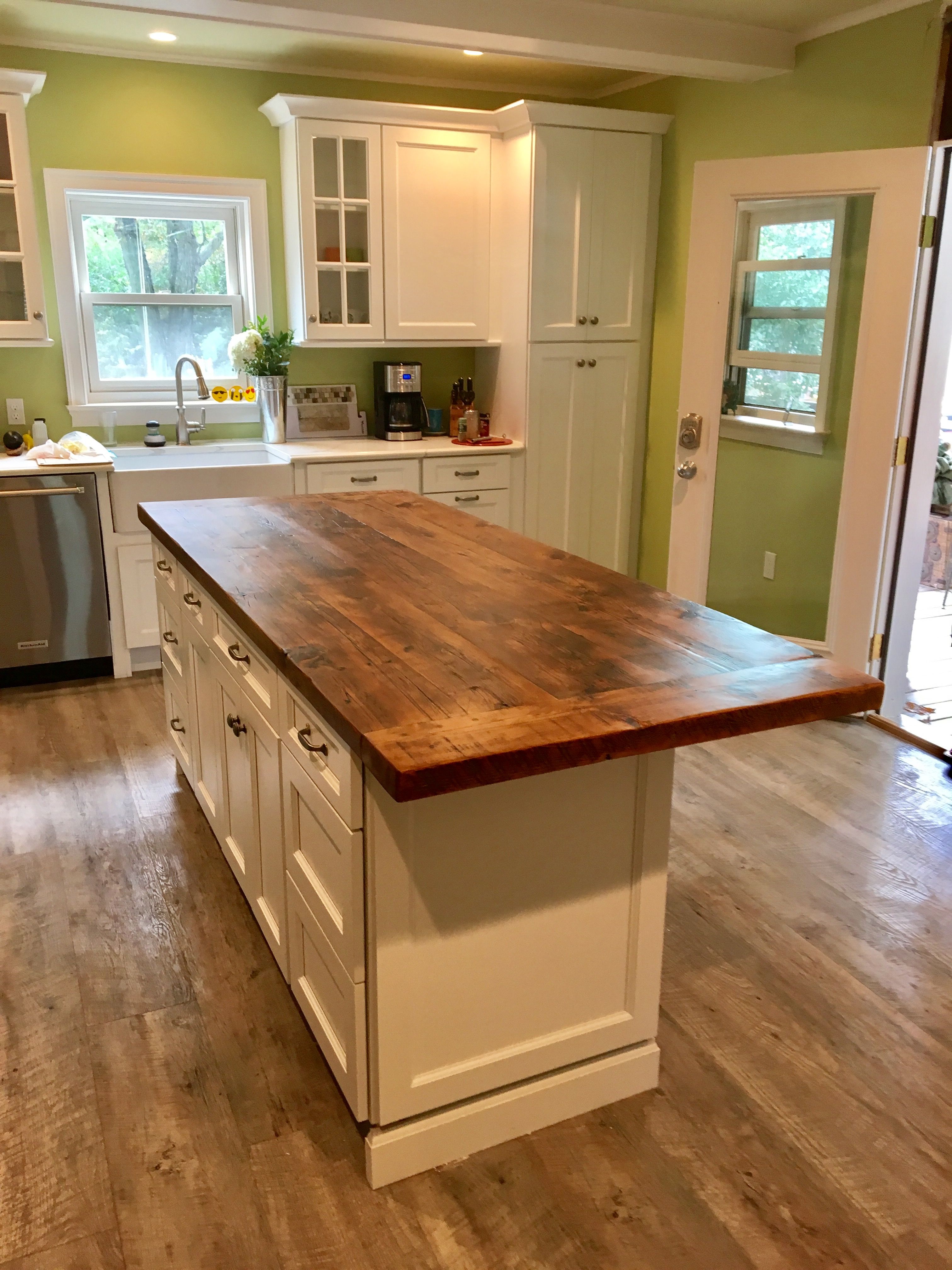 Hand Crafted Reclaimed Wood Kitchen Island Top by Elias Custom