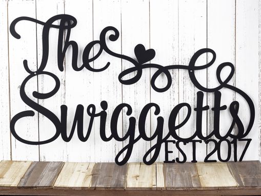 Custom Made Family Name Established Sign - Metal - Heart