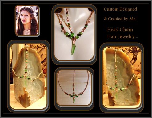 Custom Made Copper And Green Gem Hair Chain, Custom Hairs Chains