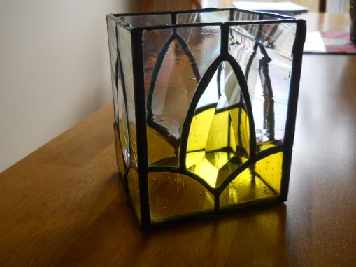 Custom Made Beveled Glass And Baroque Candle Holder