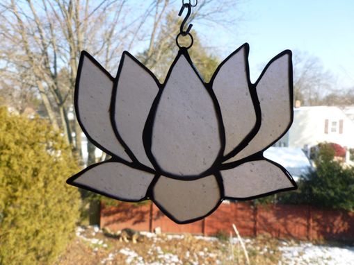 Custom Made Pink Iridescent Stained Glass Lotus Flower