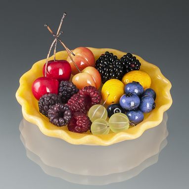 Custom Made Realistic Glass Berry Sculptures In A Glass Pastry Shell